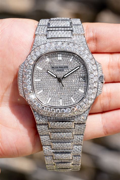 diamond patek philippe nautilus replica|patek philippe full diamond price.